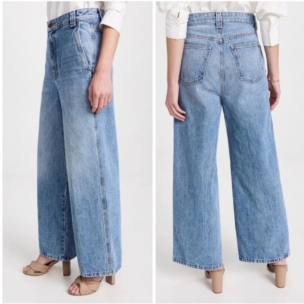 NWT Khaite Ian Wide Leg Jeans Light Wash High Rise Denim Size 29 USA